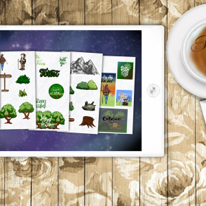 Digital Sticker Set Wandern im Wald