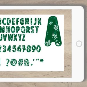 Buchstaben u Zahlen Blumen Sticker grün