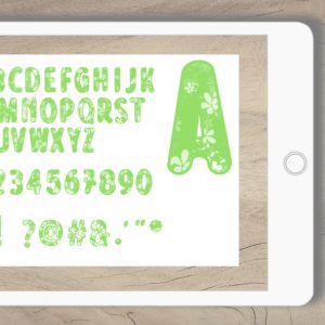 Buchstaben u Zahlen Blumen hellgrün