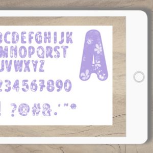 Buchstaben u Zahlen Blumen lila