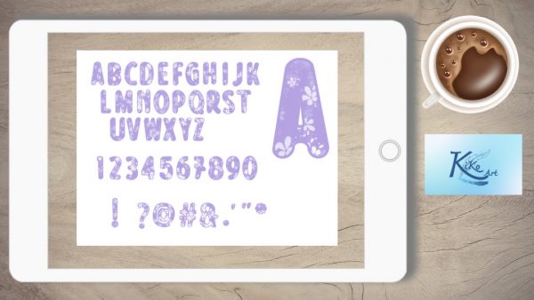 Lettering lila Blumen, KiKo Art