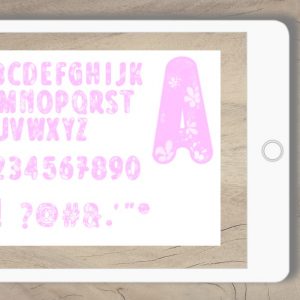 Buchstaben u Zahlen Blumen rosa