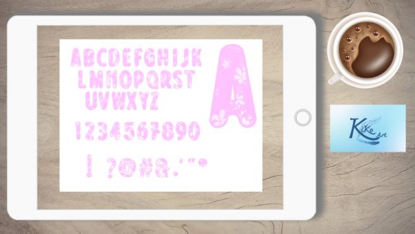 Lettering rosa Blumen, KiKo Art