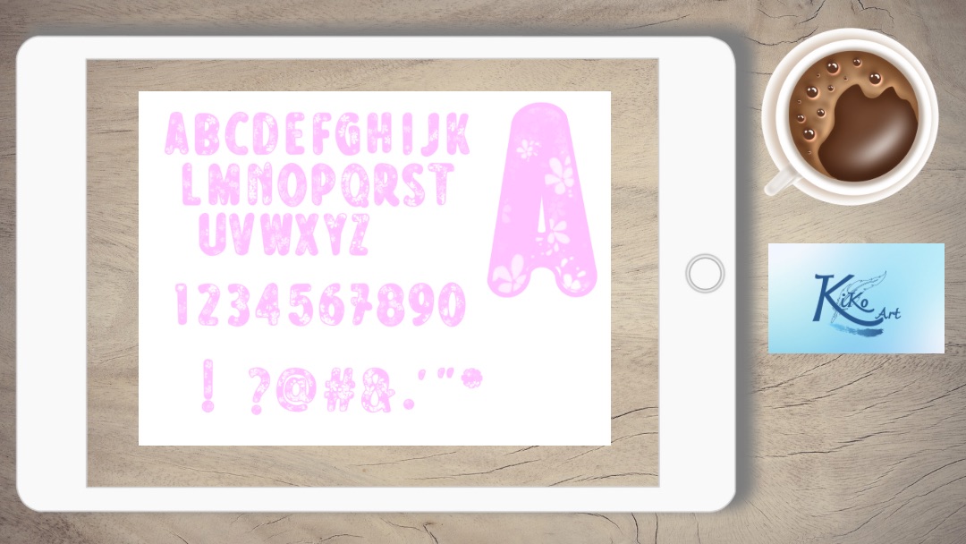 Lettering rosa Blumen, KiKo Art