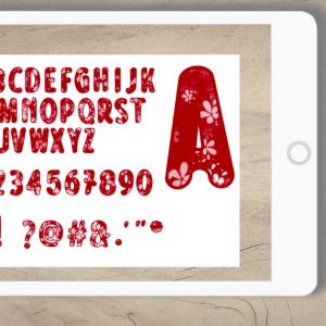 Buchstaben u Zahlen Blumen rot