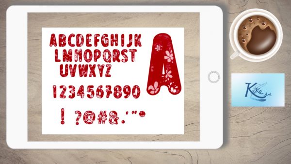 Lettering rot Blumen, KiKo Art