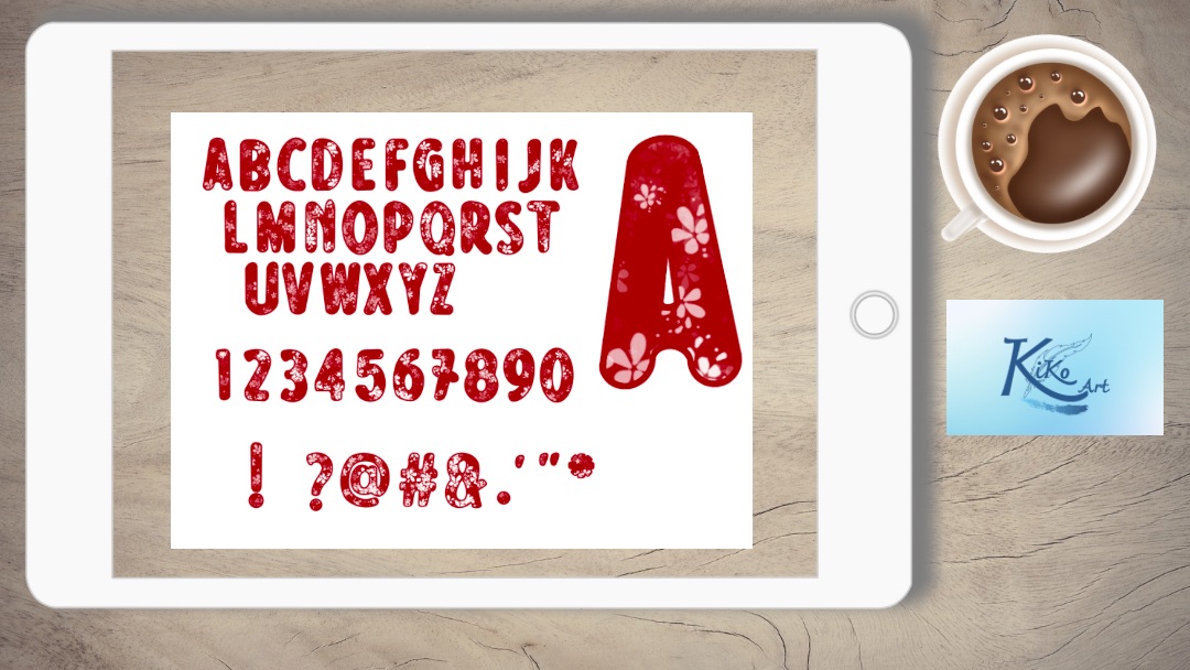 Lettering rot Blumen, KiKo Art