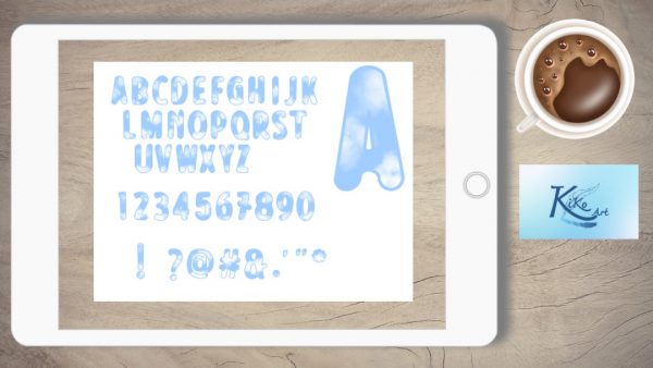 Lettering blau Wolken, KiKo Art