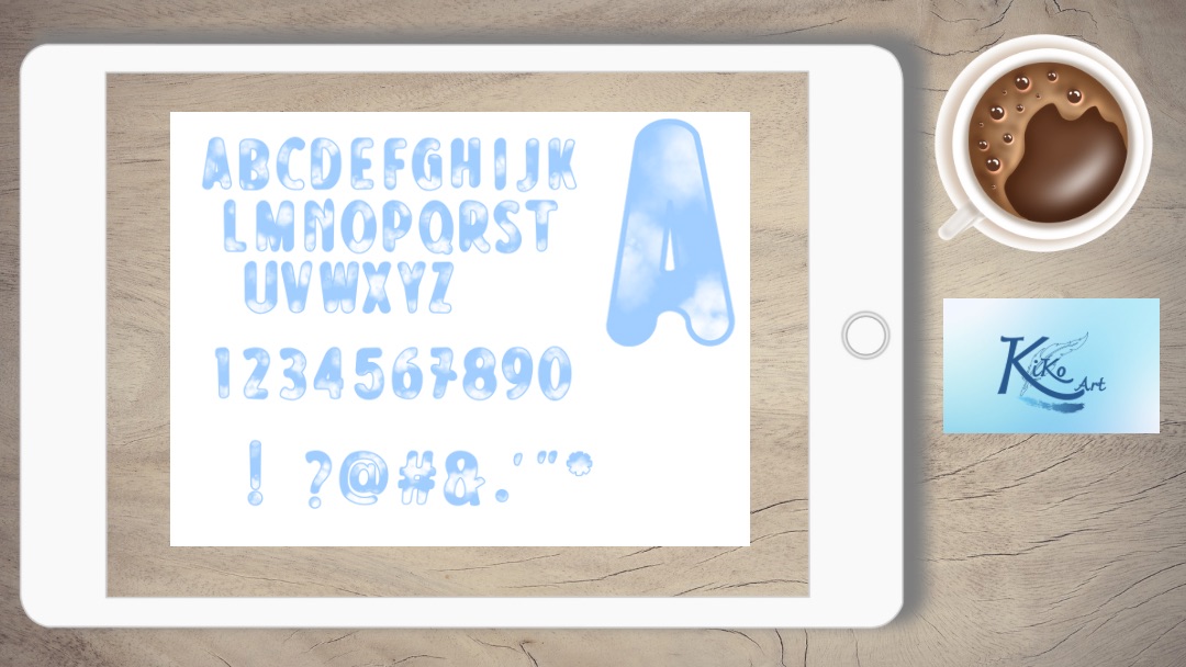 Lettering blau Wolken, KiKo Art
