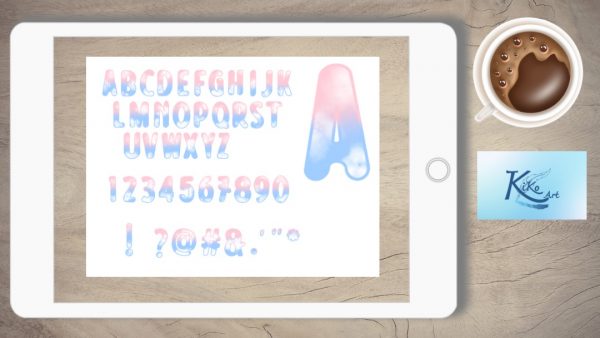 Lettering blau rosa Wolken, KiKo Art