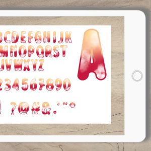 Buchstaben u Zahlen Wolken rot orange