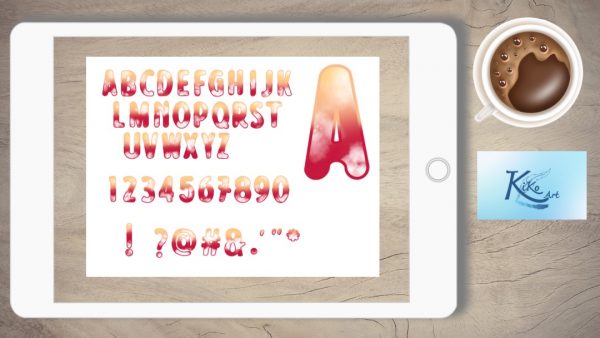 Lettering rot orange Wolken, KiKo Art
