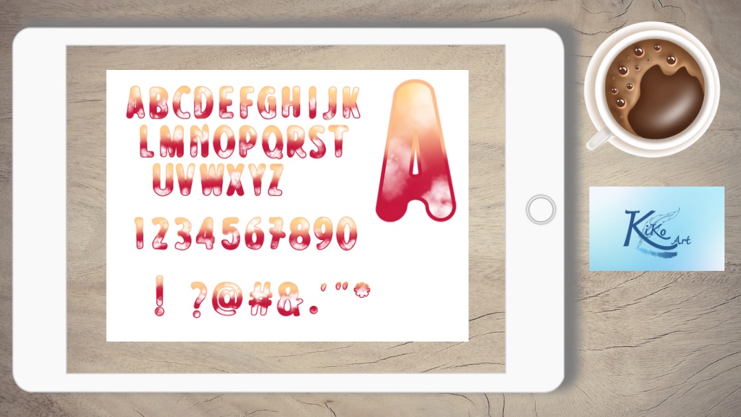 Lettering rot orange Wolken, KiKo Art