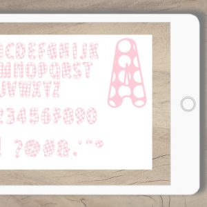 Buchstaben u Zahlen rosa mit weißen Punkten