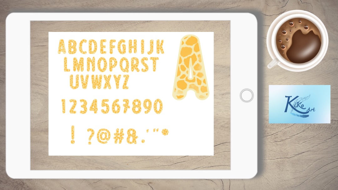 Lettering Giraffe gelb, KiKo Art