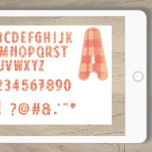 Buchstaben u Zahlen orange mit Karomuster