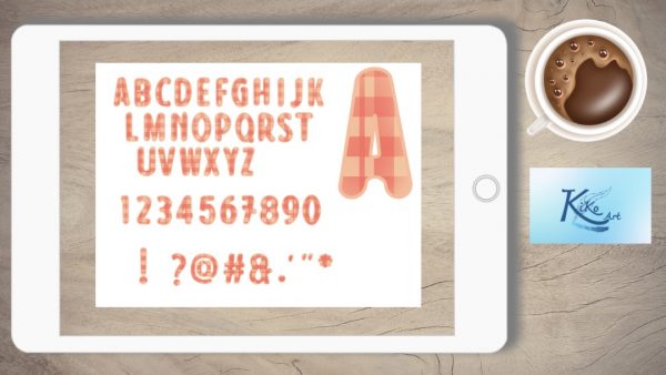 Lettering orange kariert, KiKo Art