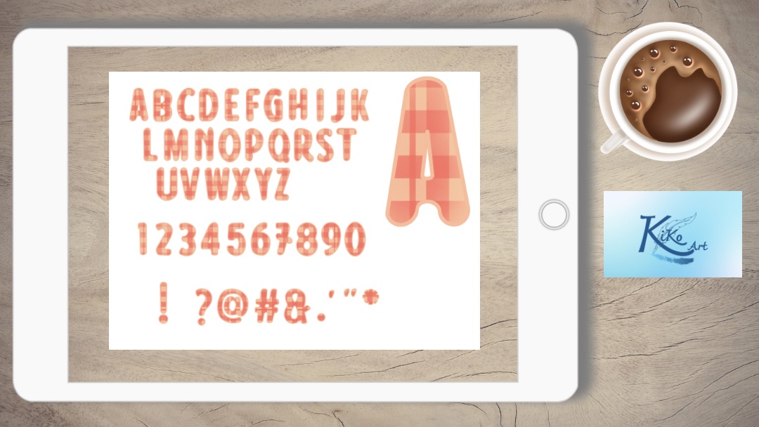 Lettering orange kariert, KiKo Art