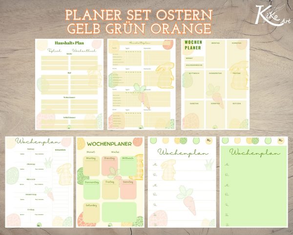 Planer Set Ostern gelb grün orange – Bild 2