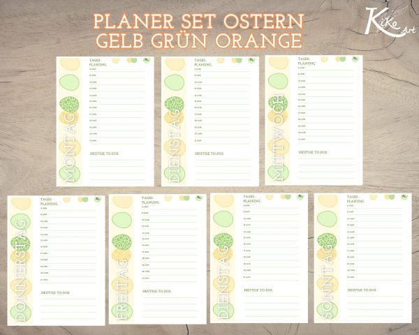 Planer Set Ostern gelb grün orange – Bild 4