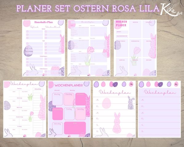 Planer Set Ostern rosa lila – Bild 2