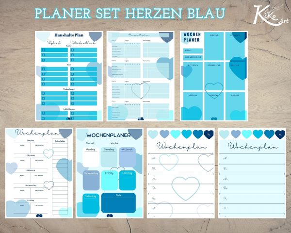 Planer Set Herzen blau – Bild 2