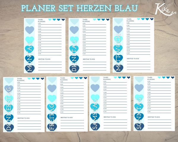 Planer Set Herzen blau – Bild 4
