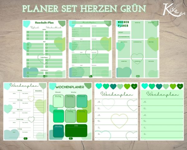 Planer Set Herzen grün – Bild 2