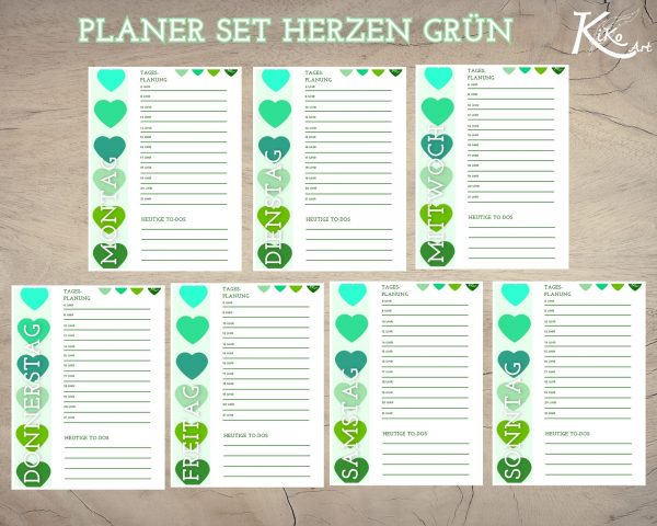 Planer Set Herzen grün – Bild 4