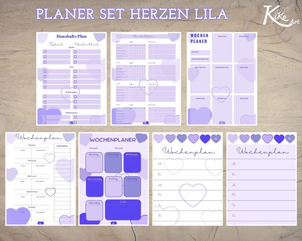 Planer Set Herzen lila – Bild 2