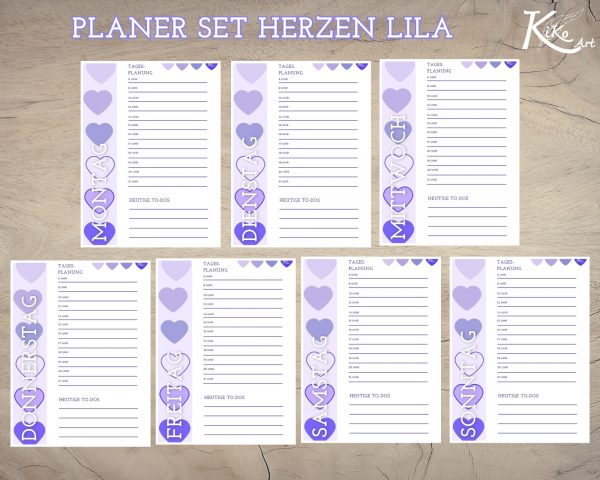Planer Set Herzen lila – Bild 4