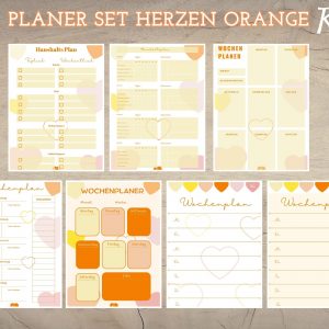 Planer Set Herzen orange