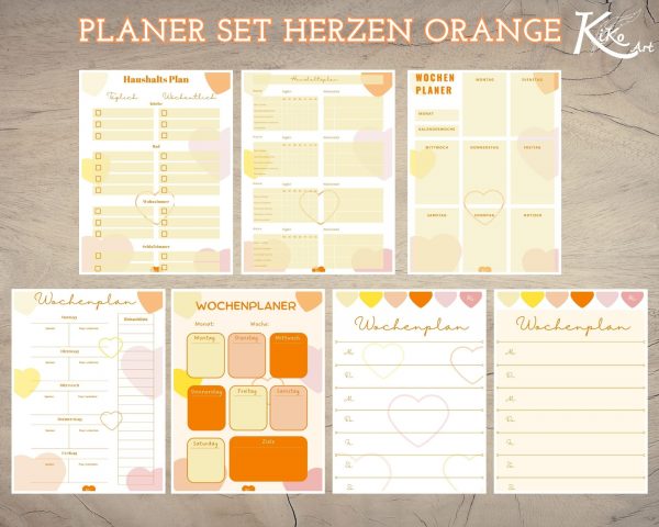 Planer Set Herzen orange – Bild 2
