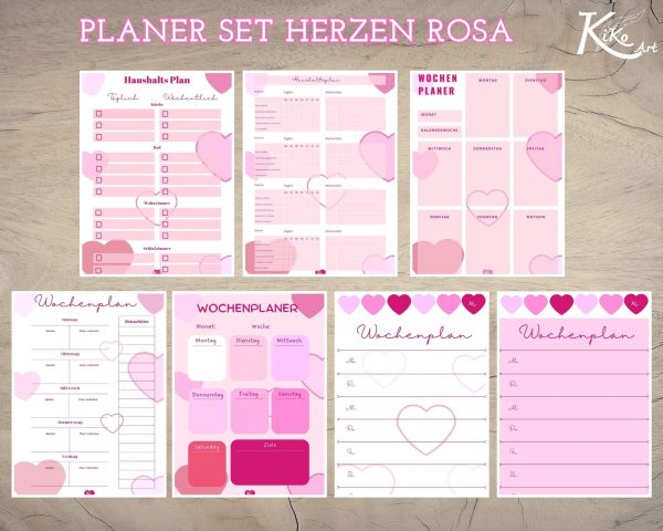 Planer Set Herzen rosa – Bild 2