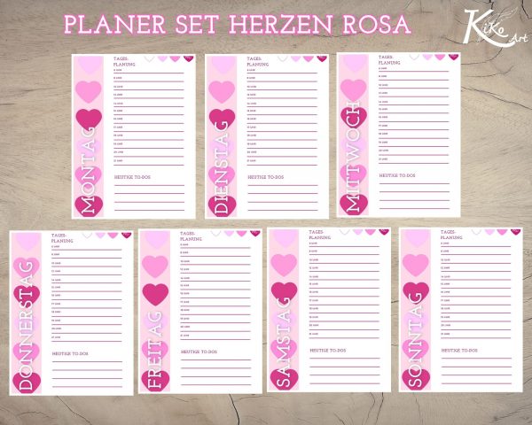 Planer Set Herzen rosa – Bild 4