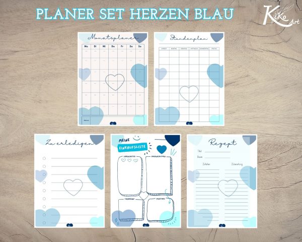 Planer Set Herzen blau – Bild 3