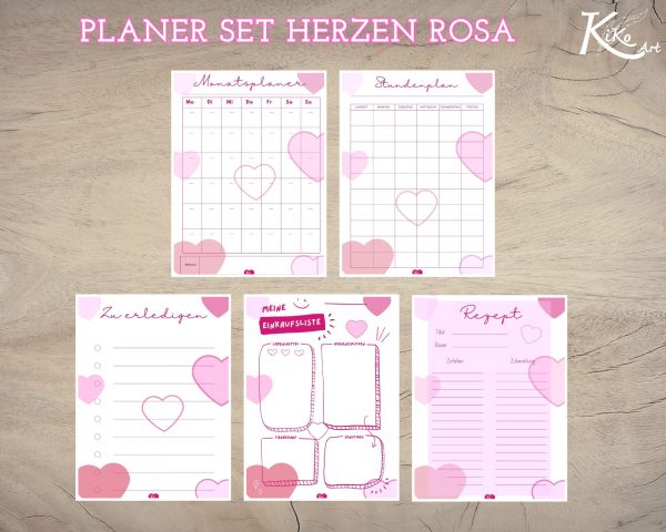 Planer Set Herzen rosa – Bild 3
