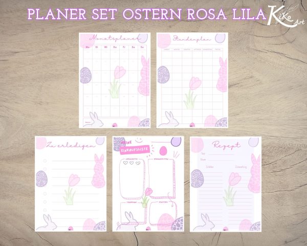 Planer Set Ostern rosa lila – Bild 3