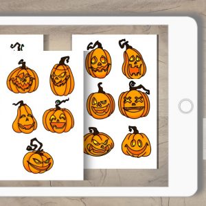 Digital Sticker Set Halloween Kürbisse