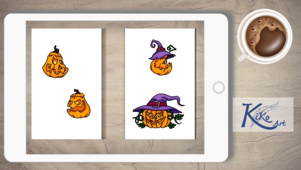 Digital Sticker Set Halloween Kürbisse – Bild 2