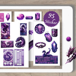 Jahr des Drachen Sticker Set purple