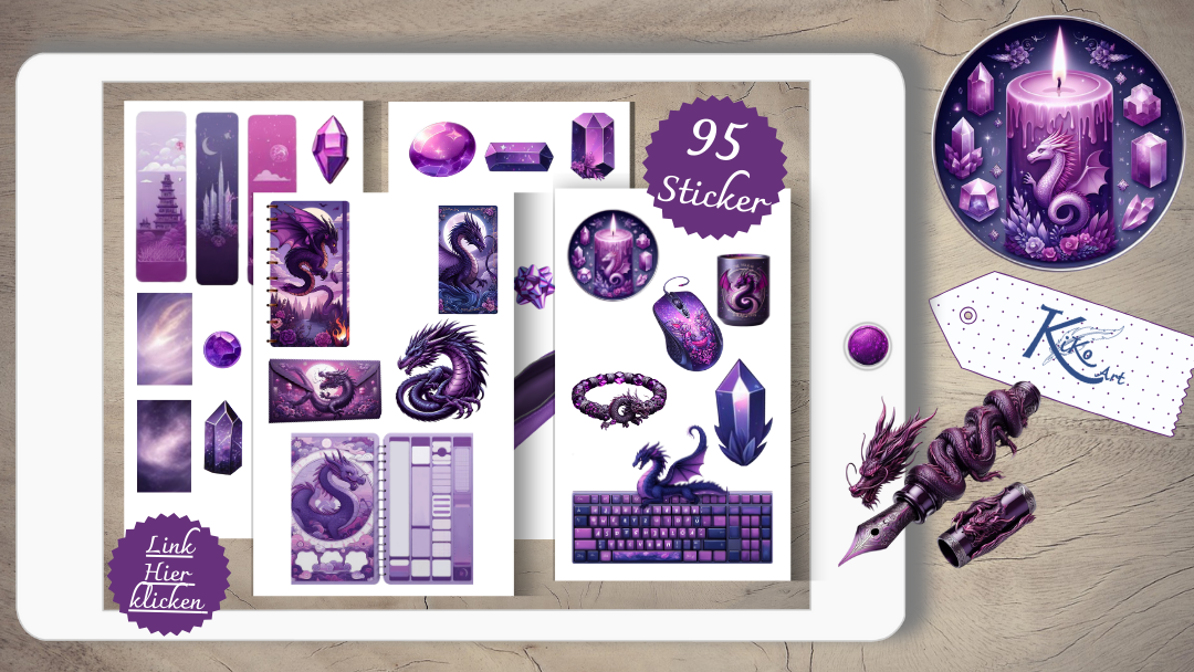 Drachen Sticker Set, KiKo Art
