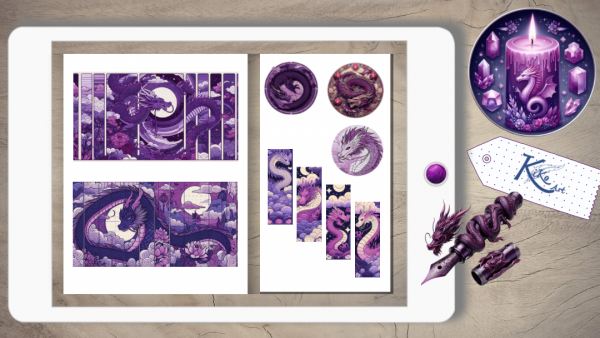Jahr des Drachen Sticker Set purple – Bild 6