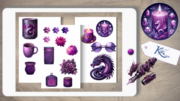 Jahr des Drachen Sticker Set purple – Bild 8