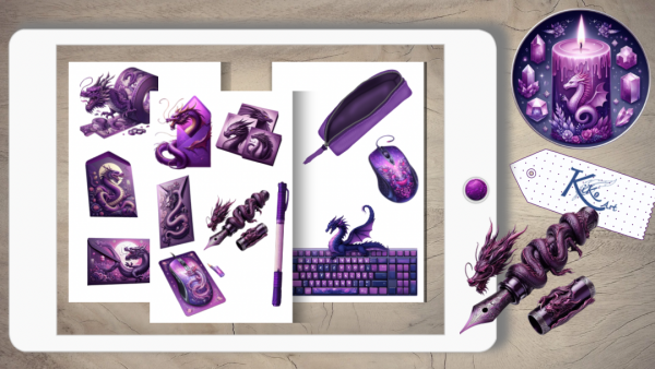 Jahr des Drachen Sticker Set purple – Bild 9