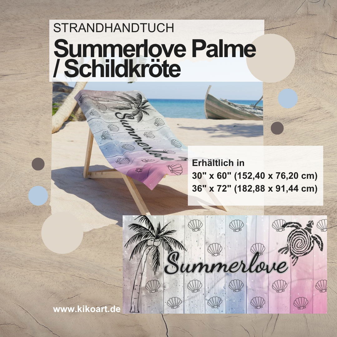 240725 Strandhandtuch1 Summerlove Palme Schildkröte