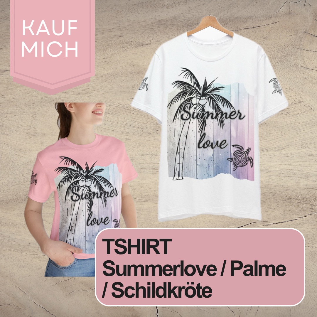 240818 Tshirt Summerlove Palme Schildkröte