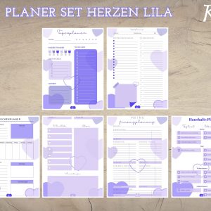 Planer Set Herzen lila