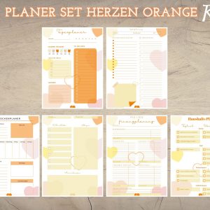Planer Set Herzen orange