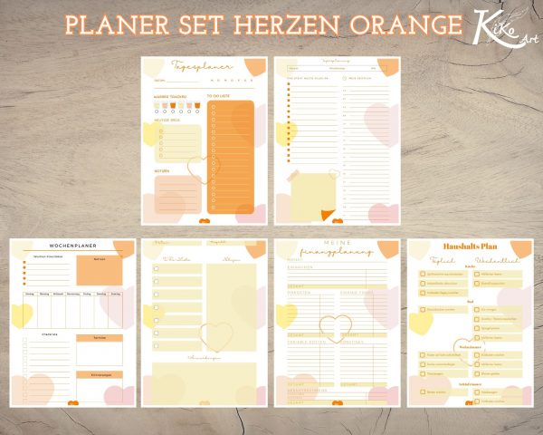 Planer Set Valentinstag Herzen gelb, KiKo Art